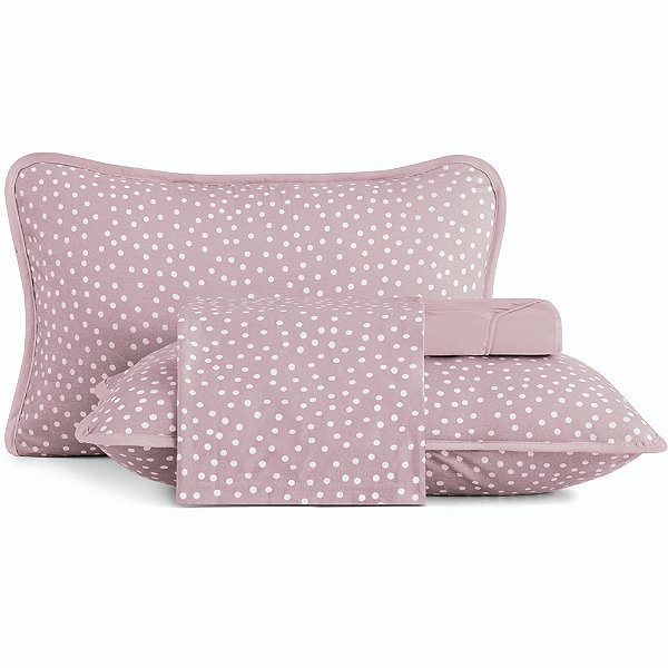 Jogo de Cama Altenburg Bits Malha 4 Peças King Rosa