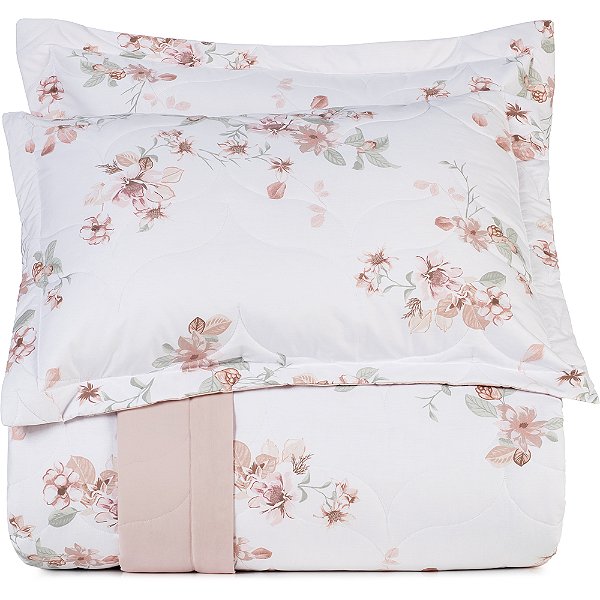 Jogo Colcha Altenburg Liliflora 200 Fios 3 Peças Queen Rosa