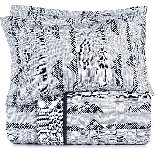 Jogo de Colcha Altenburg Valley Malha 3 Peças Casal Azul