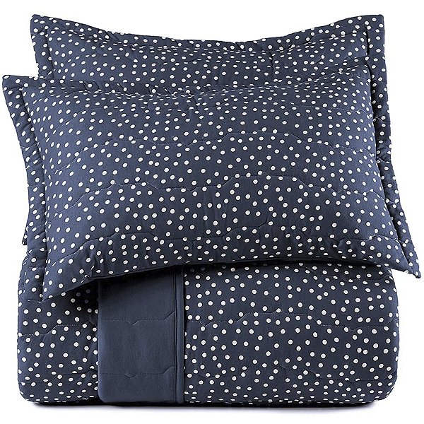 Jogo de Colcha Altenburg Bits Malha 3 Peças Queen Marinho