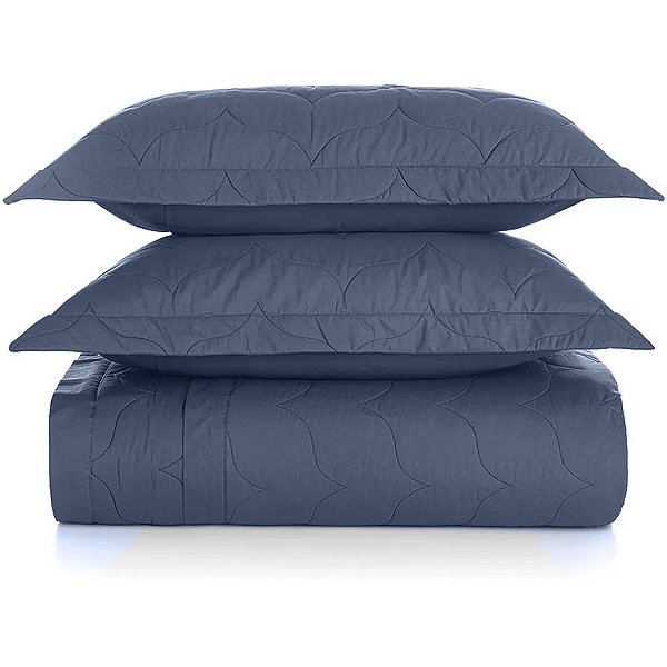 Jogo de Colcha Karsten Tom 200 Fios 3 Peças King Marinho