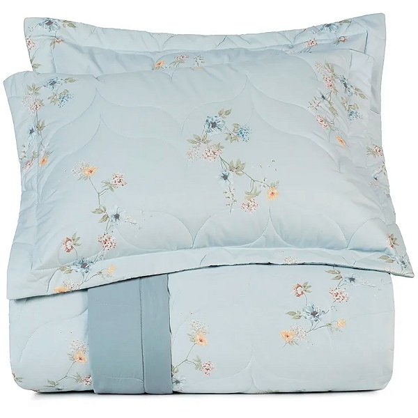 Jogo de Colcha Altenburg Peonia 200 Fios 3 Peças Casal Azul