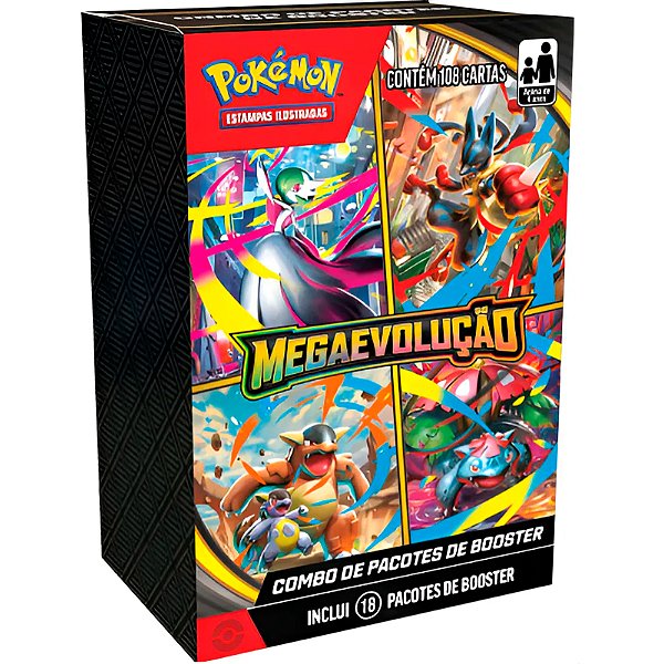 Pokémon Megaevolução 18 Pacotes de Booster com 108 Cartas