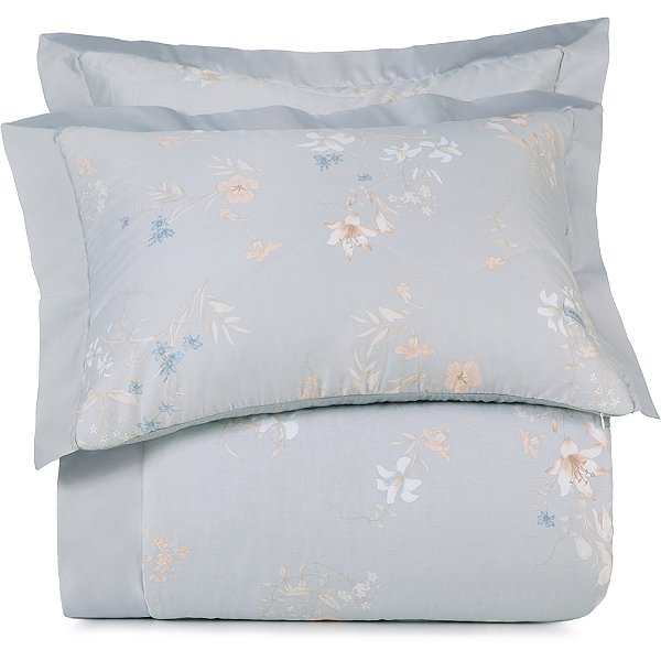 Jogo de Edredom Altenburg Lírio 300 Fios 3 Peças Queen Cinza