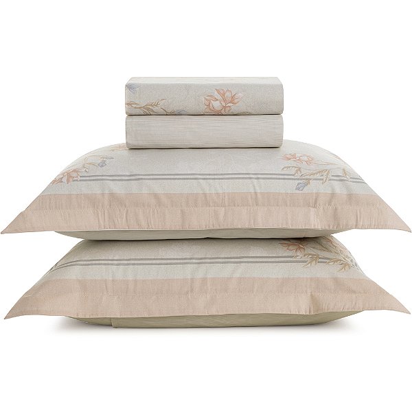 Jogo de Cama Karsten Amber 200 Fios 4 Peças King Off White