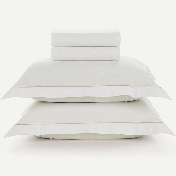 Jogo de Cama Karsten Deliz 200 Fios 4 Peças Casal Off White