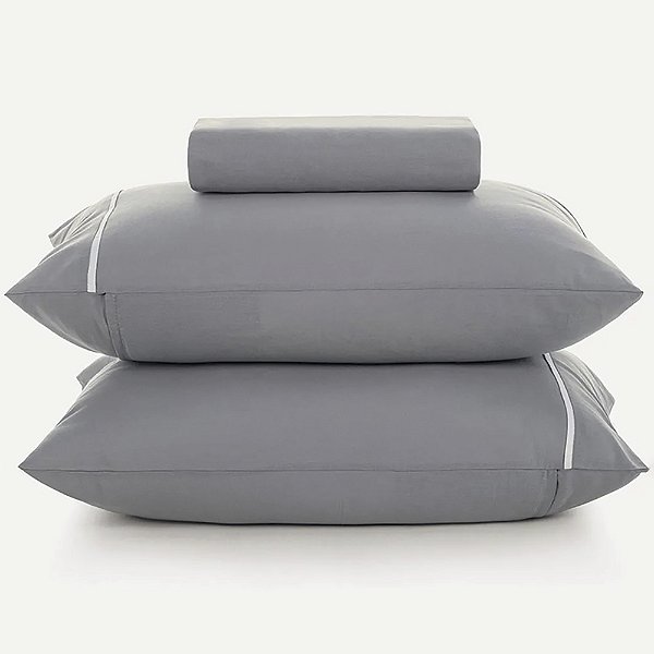 Jogo de Cama Karsten Noah 160 Fios 3 Peças Queen Cinza Lunar