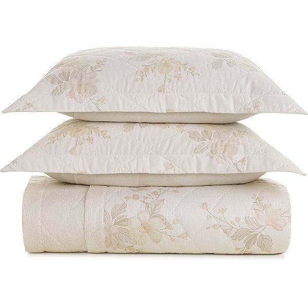 Jogo de Colcha Karsten Mariah 300 Fios 3 Peças Casal Bege