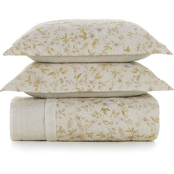 Jogo de Colcha Karsten Eva 200 Fios 3 Peças King Bege