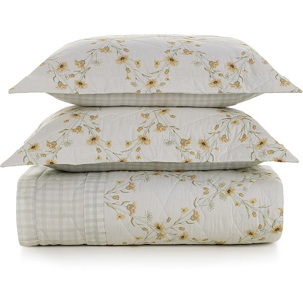 Jogo de Colcha Karsten Florata 200 Fios 3 Peças King Branco