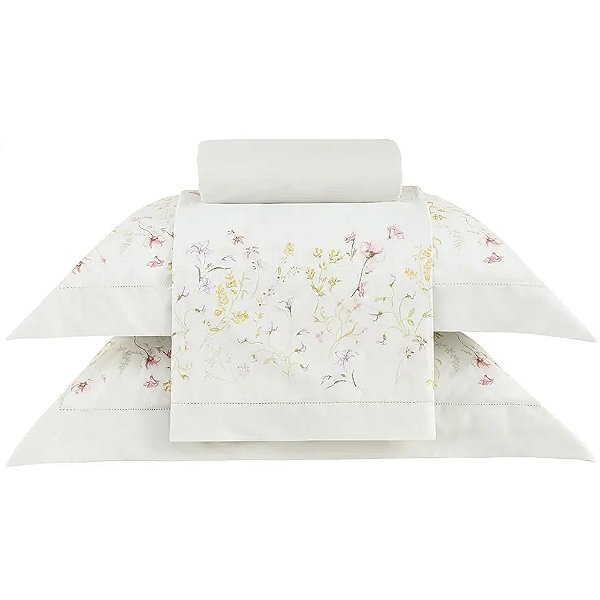 Jogo de Cama Buddemeyer Secret Garden 200 Fios Casal Branco