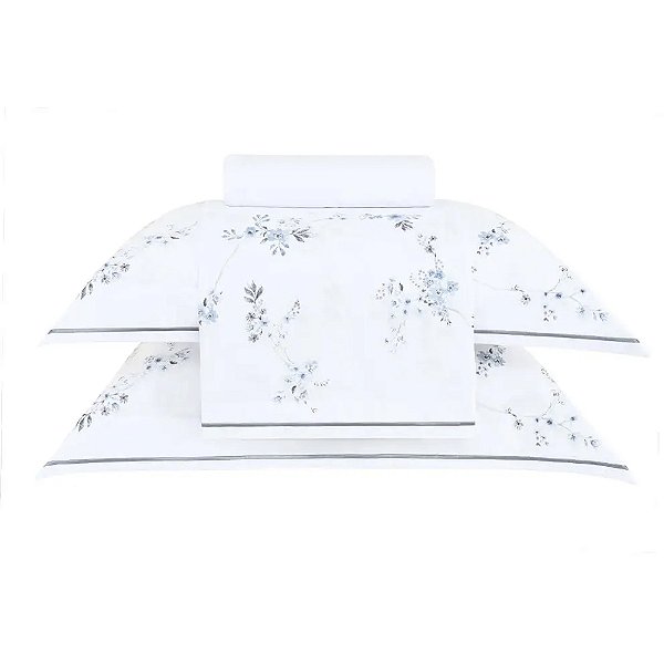 Jogo de Cama Buddemeyer Louise 200 Fios Queen Azul