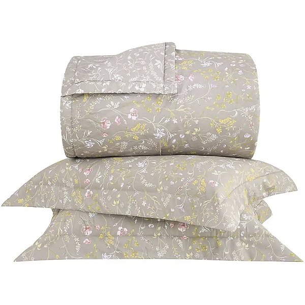Jogo de Colcha Buddemeyer Secret Garden 200 Fios Casal Bege