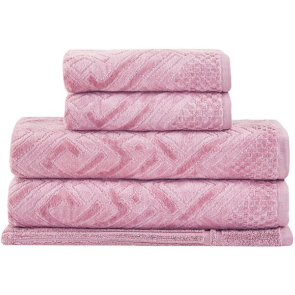 Jogo de Banho Buddemeyer Geo Felpuda Rosa