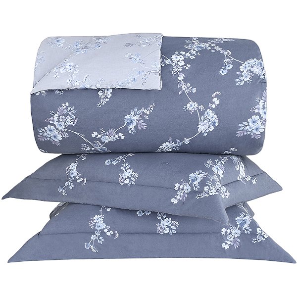 Jogo de Colcha Buddemeyer Louise 200 Fios Casal Azul