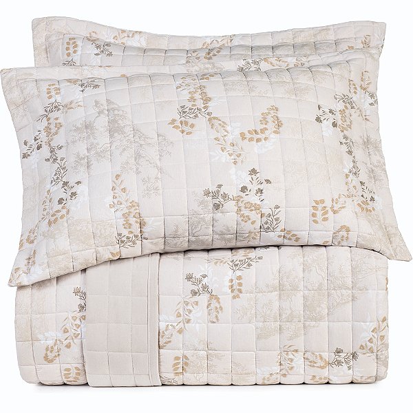 Jogo de Colcha Altenburg Neblina Malha 3 Peças Casal Bege