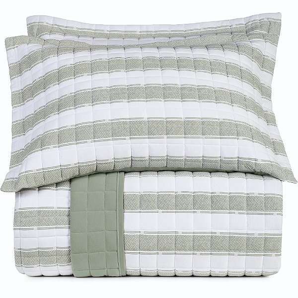 Jogo de Colcha Altenburg Trilho Malha 3 Peças Queen Verde