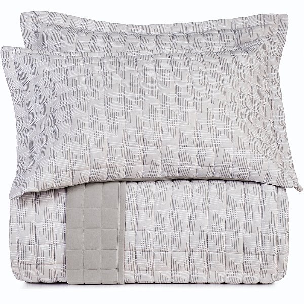 Jogo de Colcha Altenburg Escala Malha 3 Peças Casal Cinza