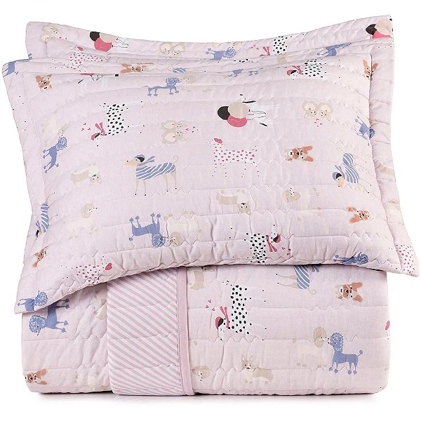 Jogo de Colcha Altenburg Pet Chic Malha 3 Peças Casal Rosa