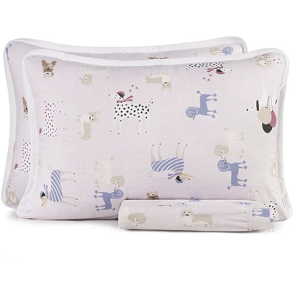 Jogo de Cama Altenburg Pet Chic Malha 3 Peças Casal Rosa