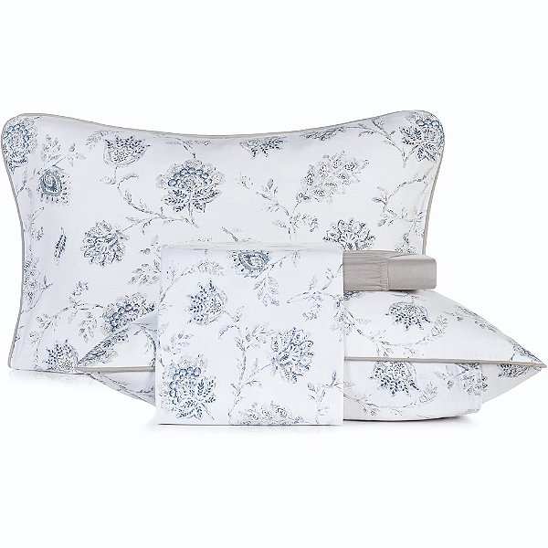 Jogo de Cama Altenburg Celeste Malha 4 Peças King Branco