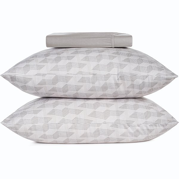 Jogo de Cama Altenburg Escala Malha 3 Peças Queen Cinza