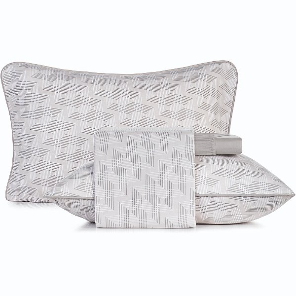Jogo de Cama Altenburg Escala Malha 4 Peças Casal Cinza