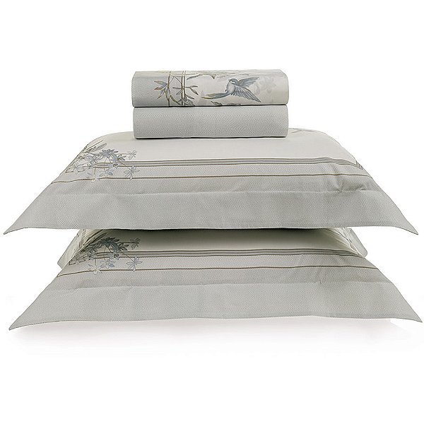 Jogo de Cama Karsten Alanis 200 Fios 4 Peças Queen Cinza