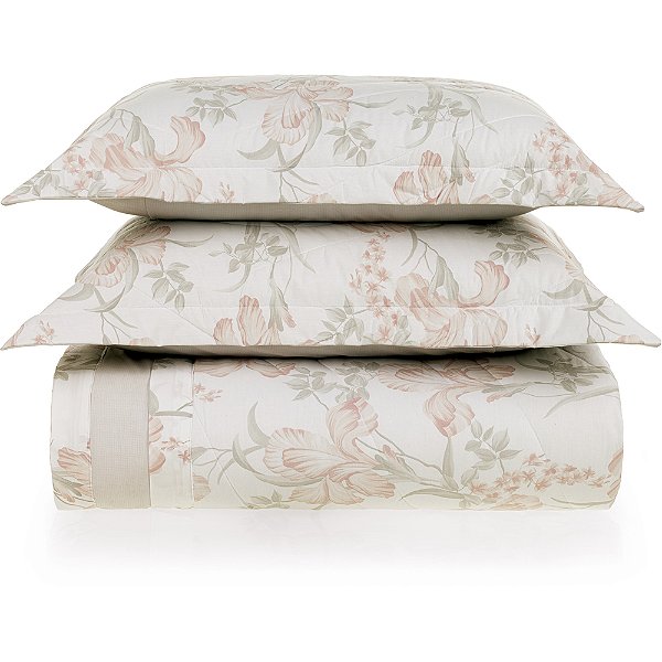 Jogo de Colcha Karsten Amélia 200 Fios 3 Peças Queen Bege