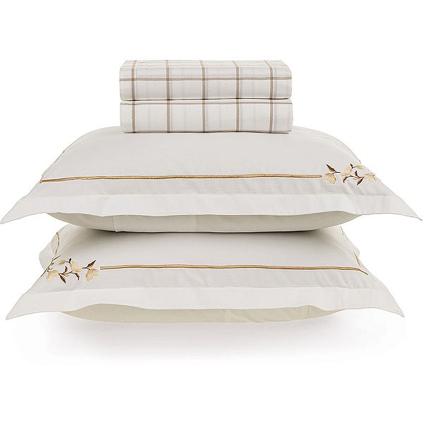 Jogo de Cama Karsten Anabel 200 Fios 4 Peças King Branco
