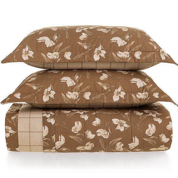 Jogo de Colcha Karsten Anabel 200 Fios 3 Peças Casal Marrom