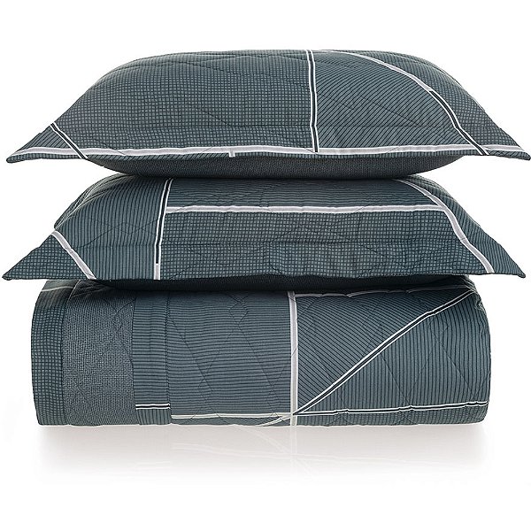 Jogo de Colcha Karsten Arthur 160 Fios 3 Peças King Marinho