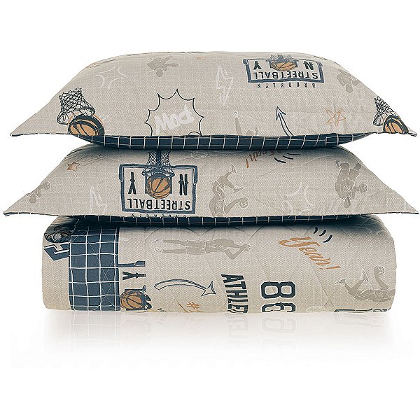 Jogo de Colcha Karsten Basquete 200 Fios 3 Peças Casal Azul