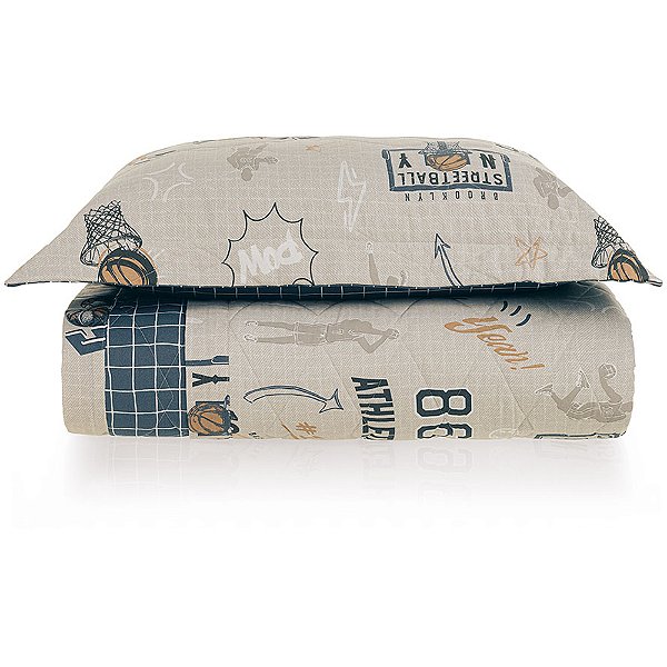 Jogo de Colcha Karsten Basquete 200 Fios 2 Peças Solteiro Az