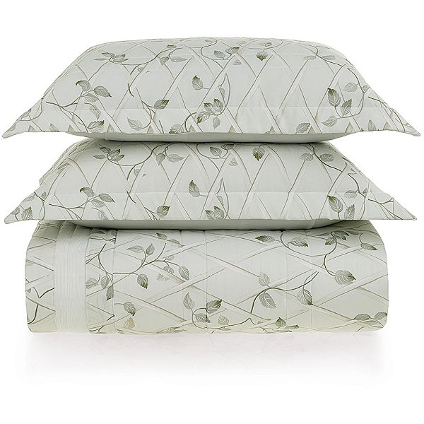 Jogo de Colcha Karsten Benin 300 Fios 3 Peças Queen Verde