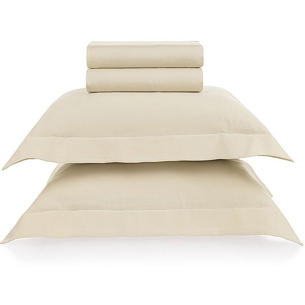 Jogo de Cama Karsten Bossa 300 Fios 4 Peças King Bege