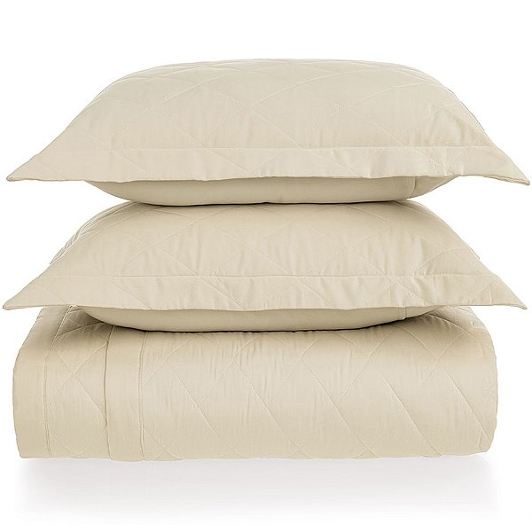 Jogo de Colcha Karsten Bossa 300 Fios 3 Peças Queen Bege