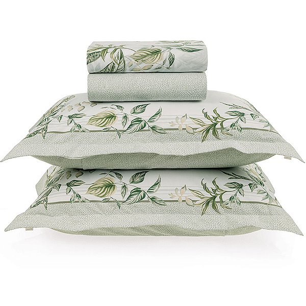 Jogo de Cama Karsten Cedro 200 Fios 4 Peças Queen Verde