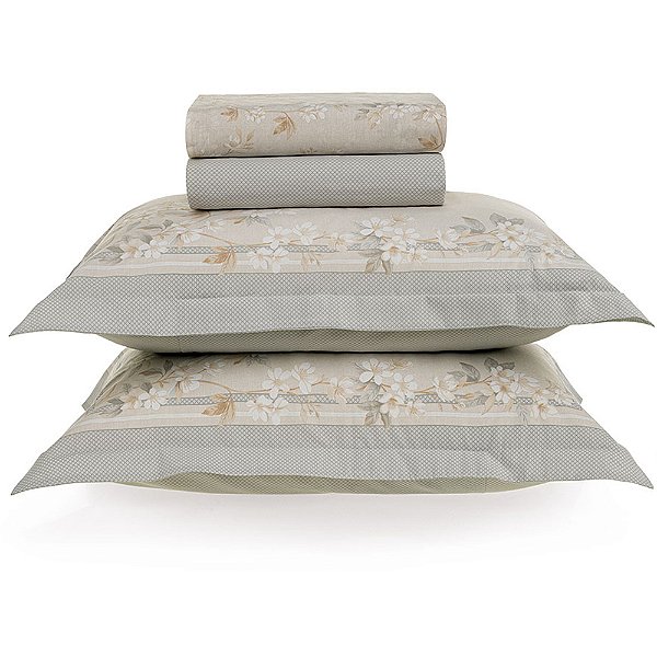 Jogo de Cama Karsten Dandara 200 Fios 4 Peças King Bege