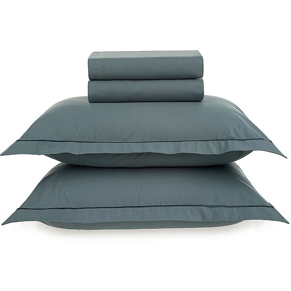 Jogo de Cama Karsten Deliz 200 Fios 4 Peças King Azul