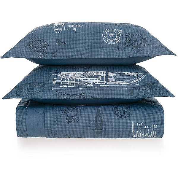 Jogo de Colcha Karsten Delta 200 Fios 3 Peças Casal Azul