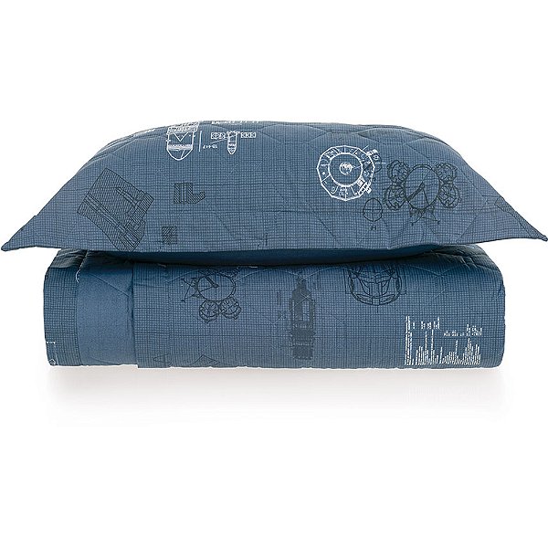 Jogo de Colcha Karsten Delta 200 Fios 2 Peças Solteiro Azul