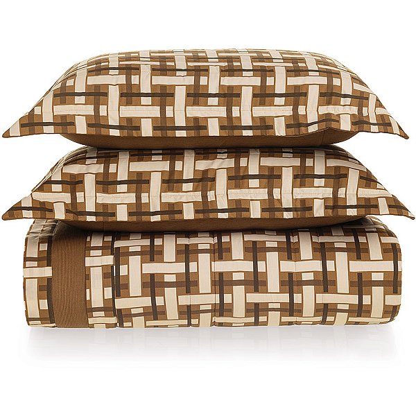 Jogo de Colcha Karsten Duarte 200 Fios 3 Peças Queen Marrom