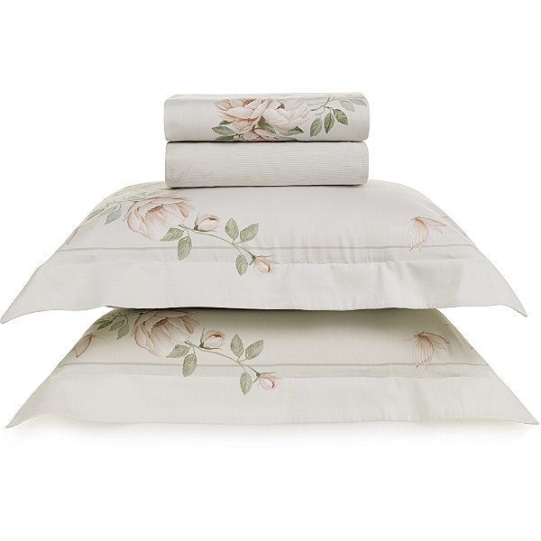 Jogo de Cama Karsten Felícia 300 Fios 4 Peças King Branco