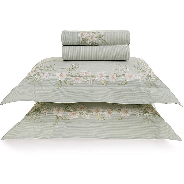 Jogo de Cama Karsten Iasmin 200 Fios 4 Peças King Verde