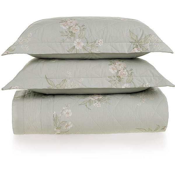 Jogo de Colcha Karsten Iasmin 200 Fios 3 Peças Queen Verde