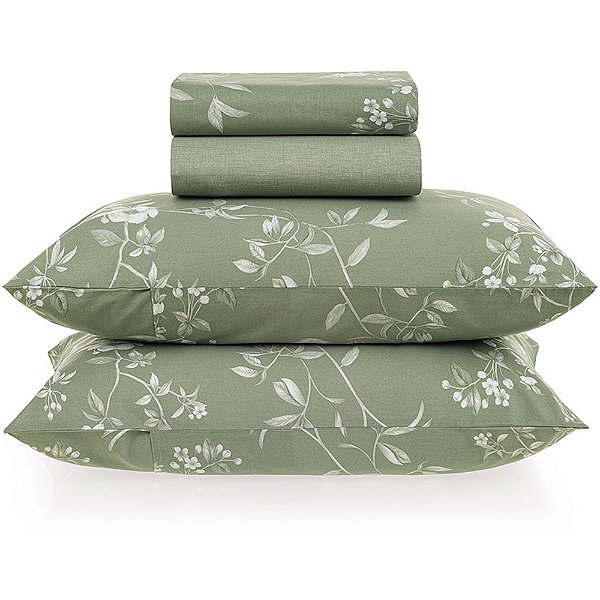 Jogo de Cama Karsten Marcella 160 Fios 4 Peças Queen Verde