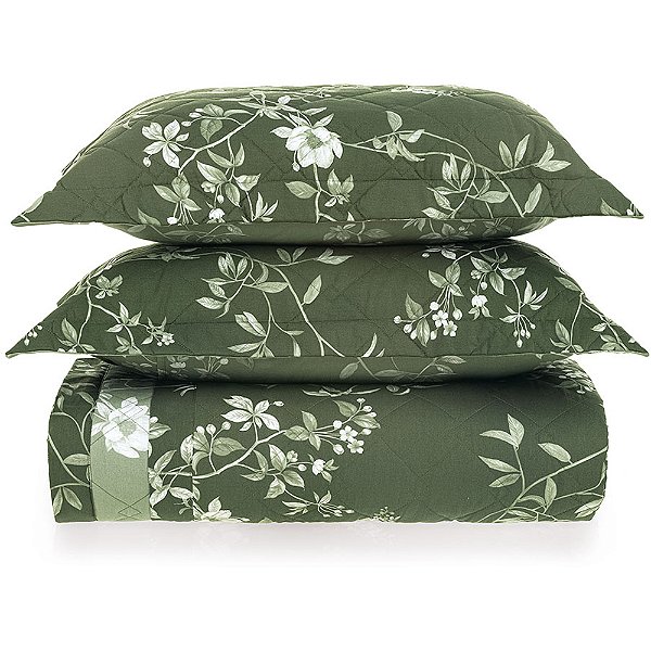 Jogo de Colcha Karsten Marcella 160 Fios 3 Peças King Verde