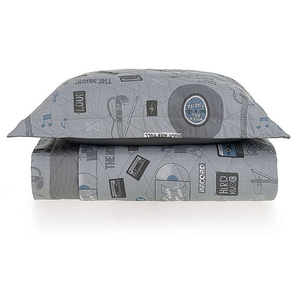 Jogo de Colcha Karsten Música 200 Fios 2 Peça Solteiro Cinza