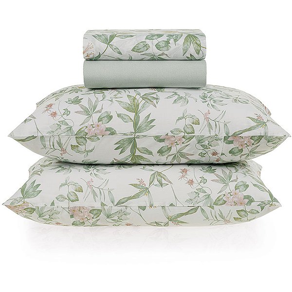 Jogo de Cama Karsten Naila 160 Fios 4 Peças Queen Verde